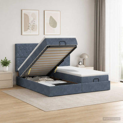 Ottoman Bed met Matrassen en LED Donkergrijs 200 x 200 cm