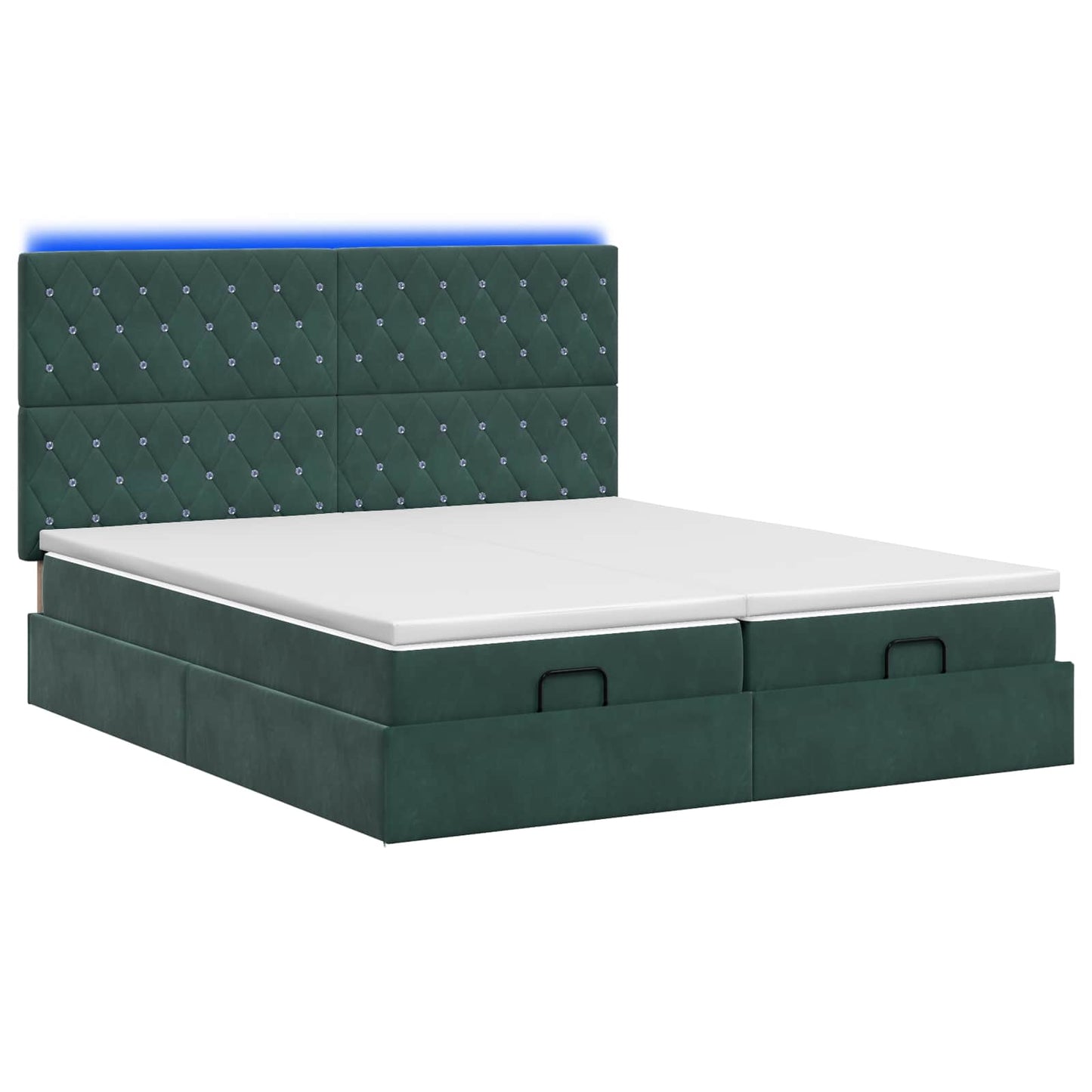 Ottoman Bed met Matrassen en LED Donkergroen 180 x 200 cm