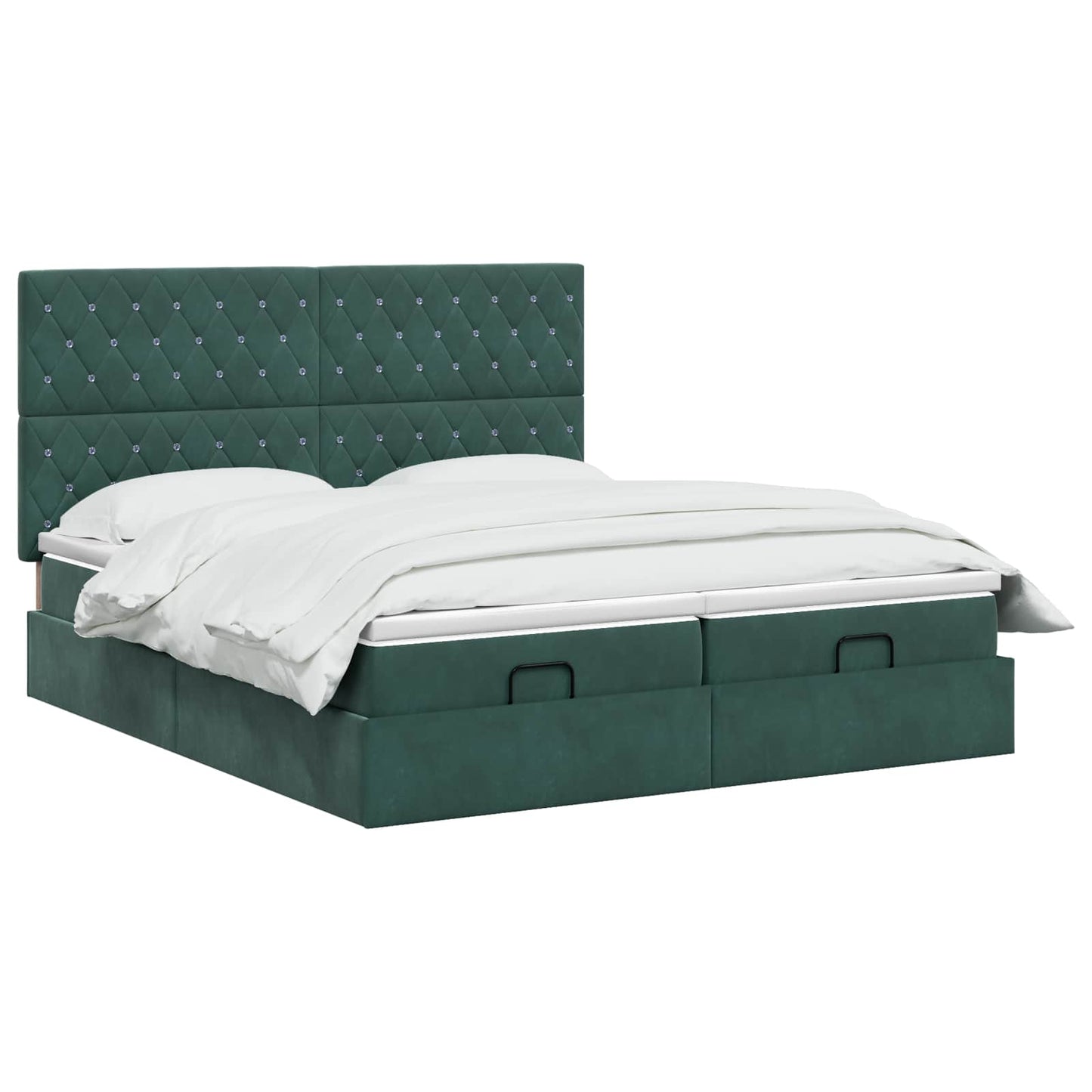 Ottoman Bed met Matrassen en LED Donkergroen 180 x 200 cm