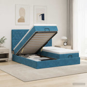 Ottoman bed 160x200 cm donkerblauw met opbergruimte