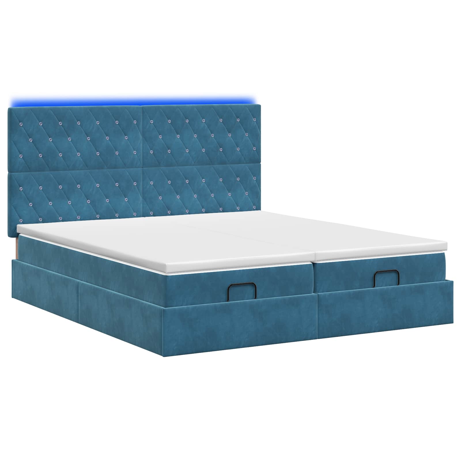 Ottoman Bed met Matrassen en LED Donkerblauw 180 x 200 cm