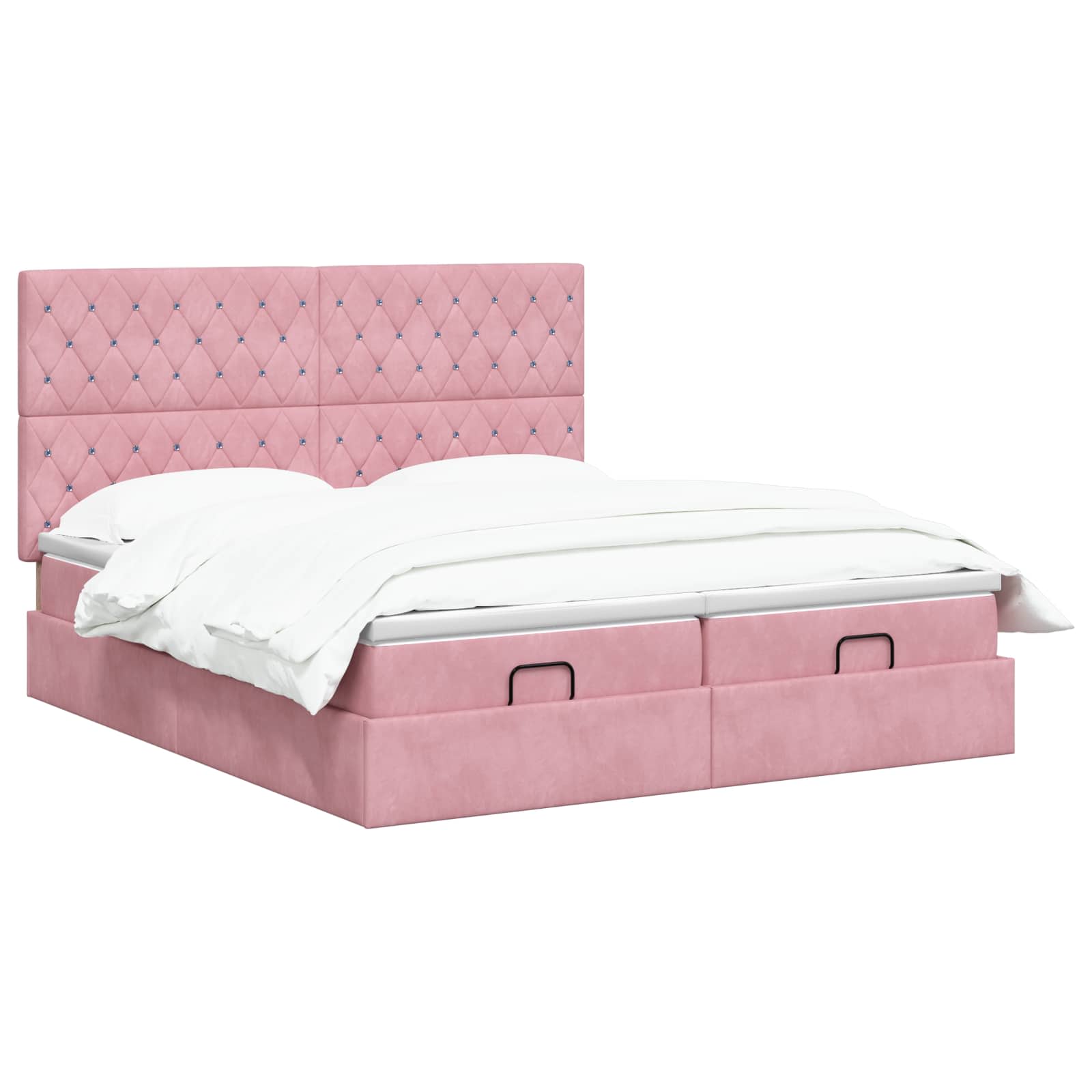 Ottoman Bed met Matrassen en LED Roze 180 x 200 cm fluweel