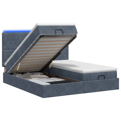Ottoman Bed met Matrassen en LED Donkergrijs 200 x 200 cm