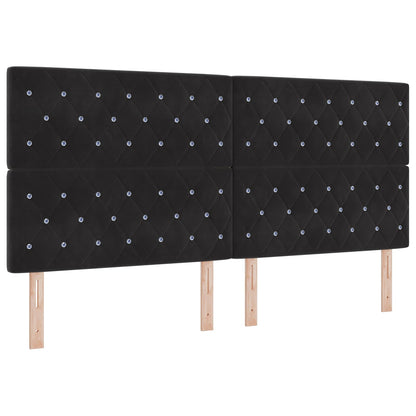 Ottoman Bed met Matrassen en LED Zwart 200 x 200 cm fluweel