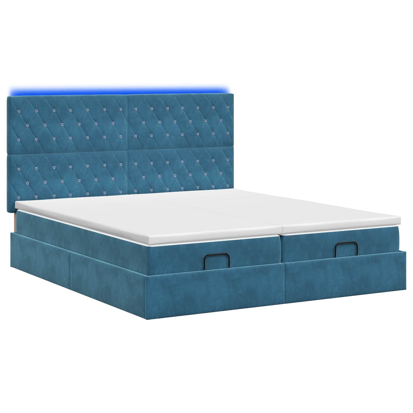Ottoman Bed met Matrassen en LED Donkerblauw 200 x 200 cm