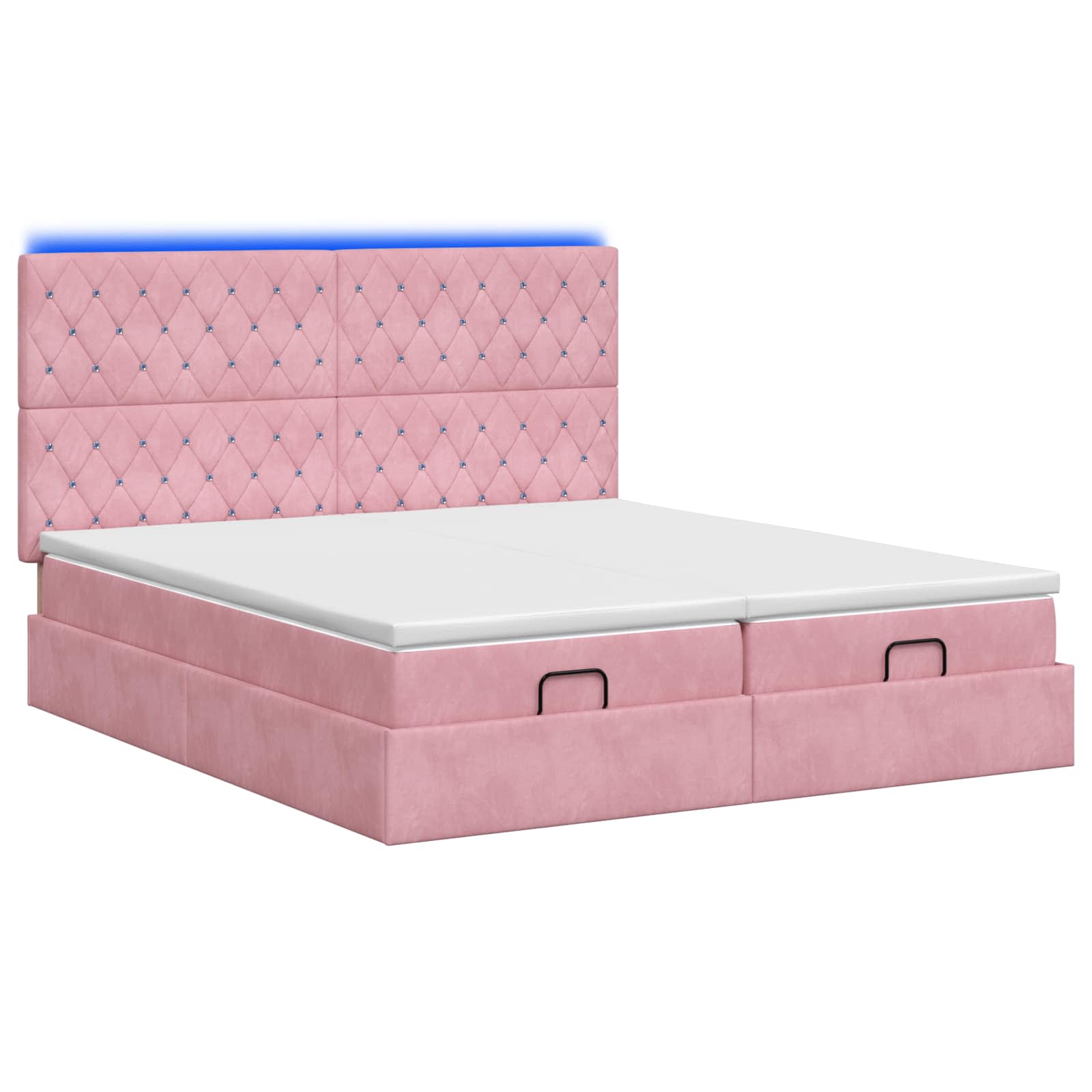 Ottoman Bed met Matrassen en LED Roze 200 x 200 cm fluweel