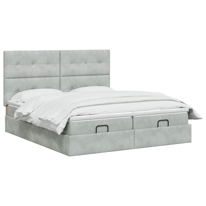 Ottoman Bed met Matrassen en LED Lichtgrijs 160 x 200 cm