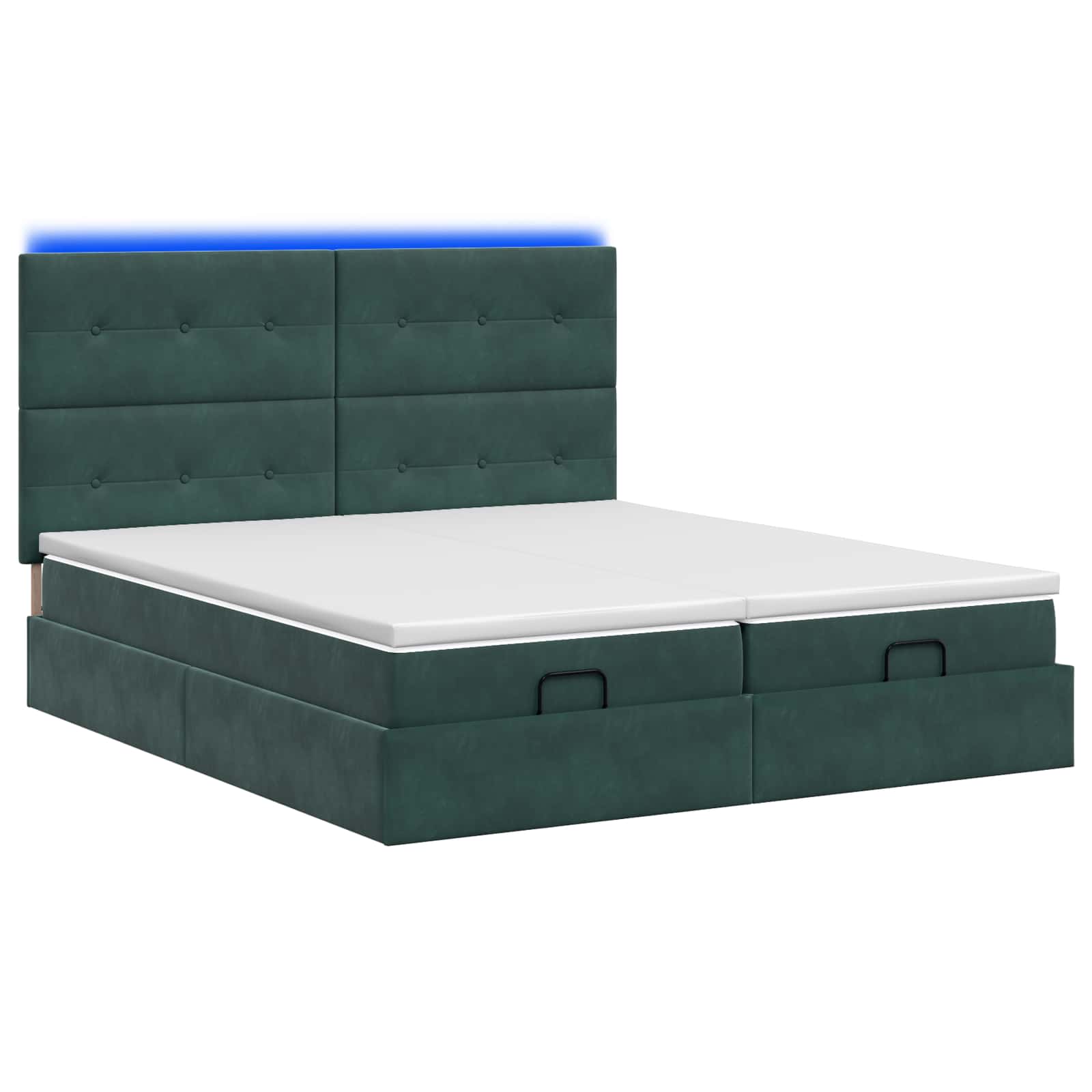 Ottoman Bed met Matrassen en LED Donkergroen 160 x 200 cm