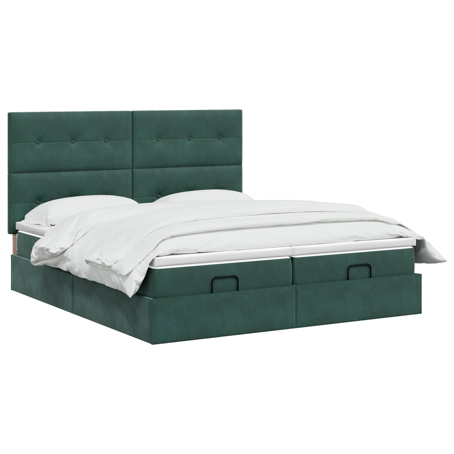 Ottoman Bed met Matrassen en LED Donkergroen 160 x 200 cm