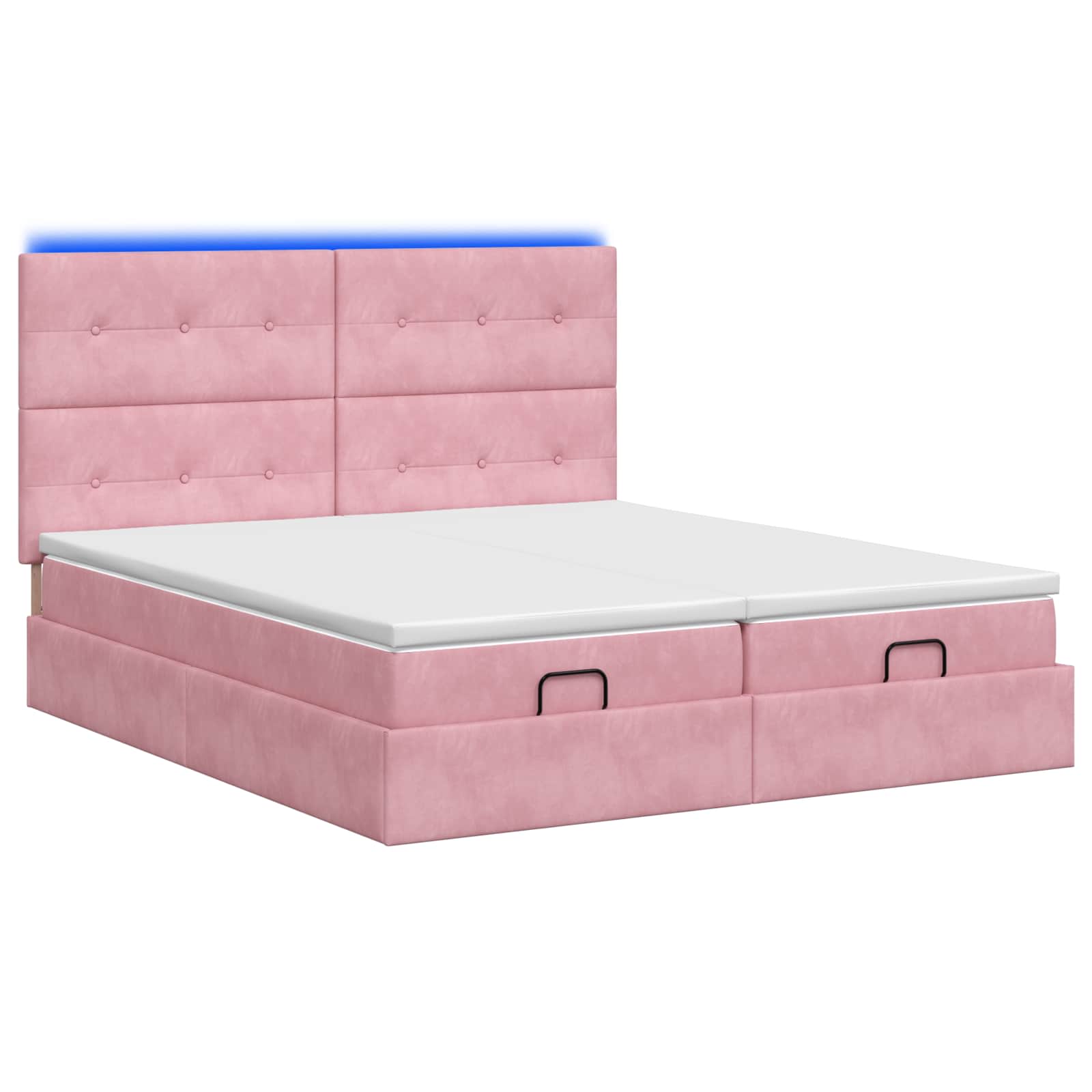 Ottoman Bed met Matrassen en LED Roze 200 x 200 cm fluweel