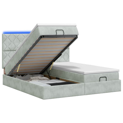 Ottoman Bed met Matrassen en LED Lichtgrijs 160 x 200 cm