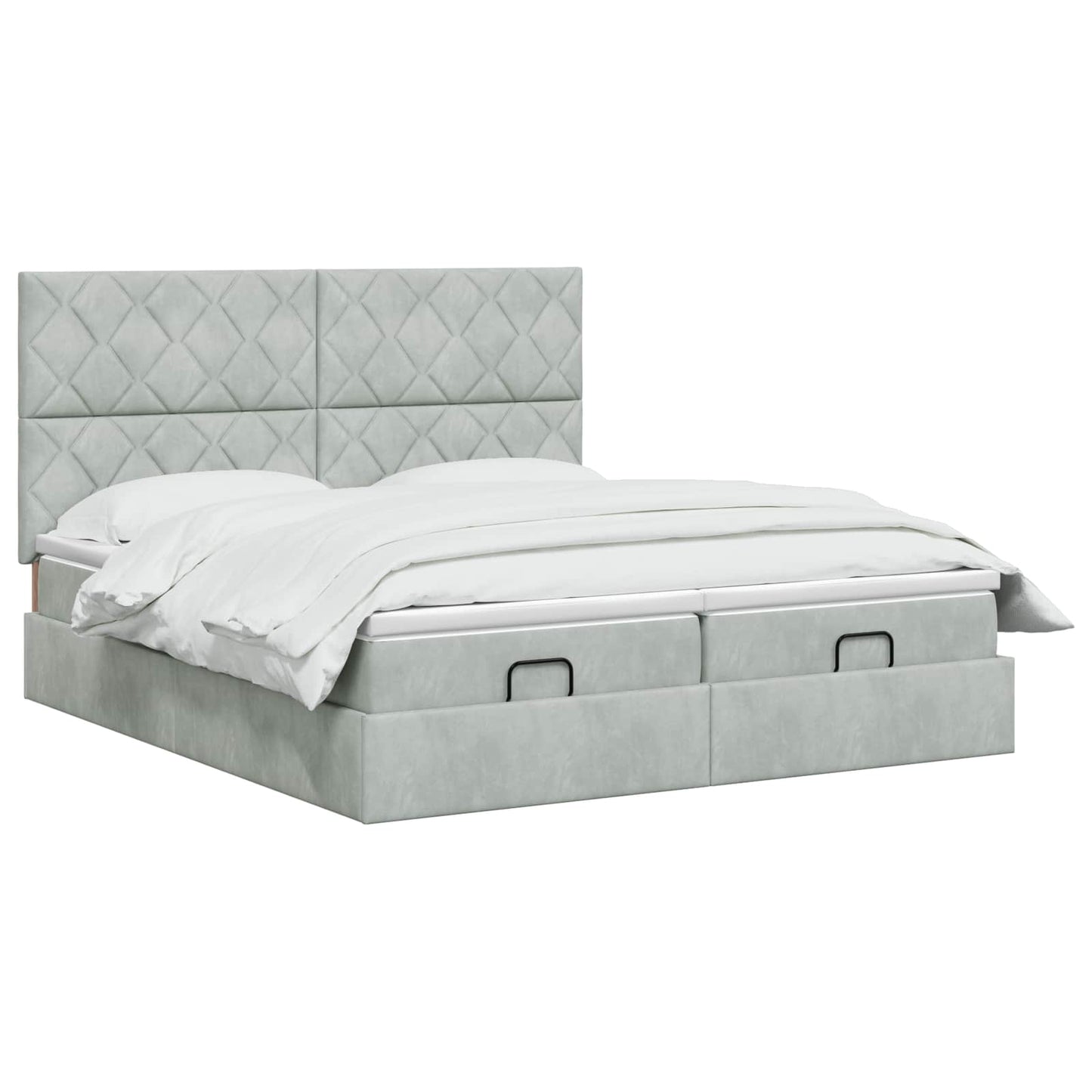 Ottoman Bed met Matrassen en LED Lichtgrijs 160 x 200 cm