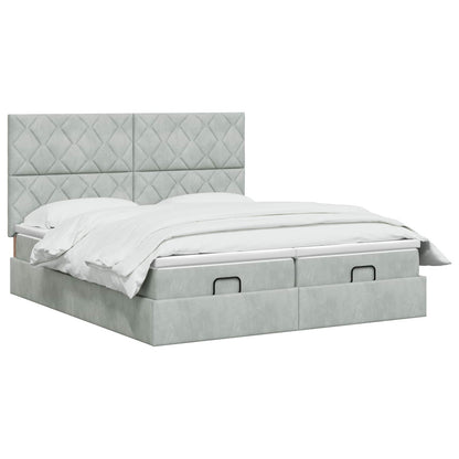 Ottoman Bed met Matrassen en LED Lichtgrijs 160 x 200 cm