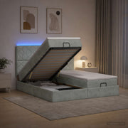 Ottoman bed 160x200 cm lichtgrijs met opbergruimte