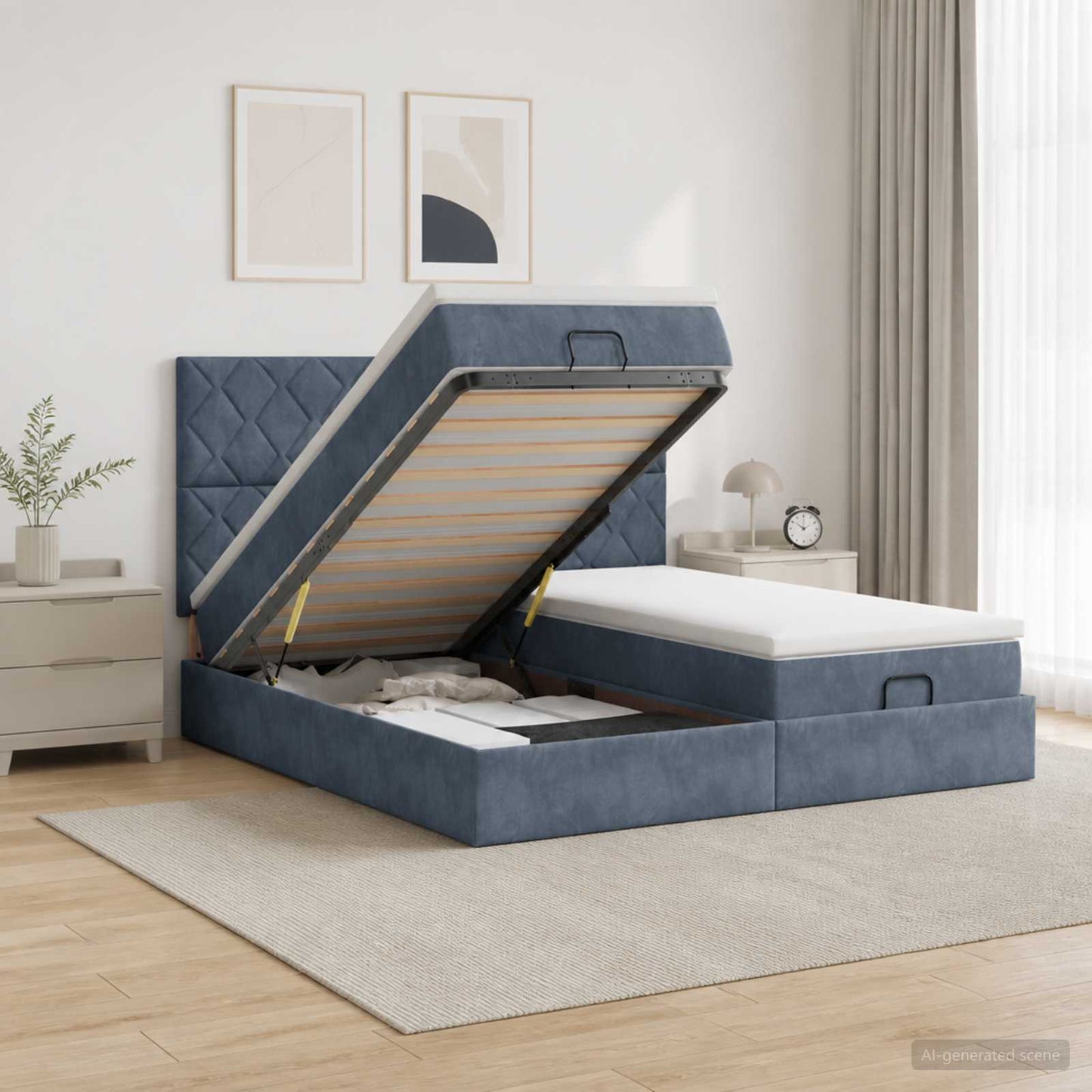 Ottoman Bed met Matrassen en LED Donkergrijs 160 x 200 cm