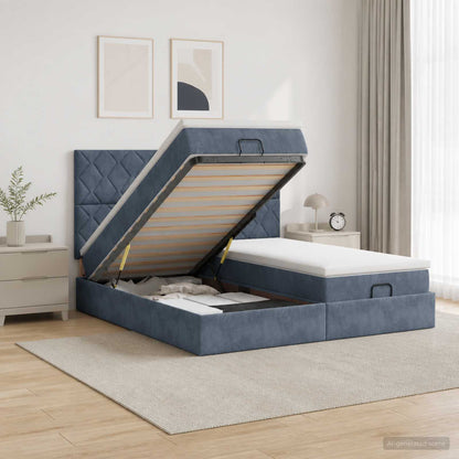 Ottoman Bed met Matrassen en LED Donkergrijs 180 x 200 cm