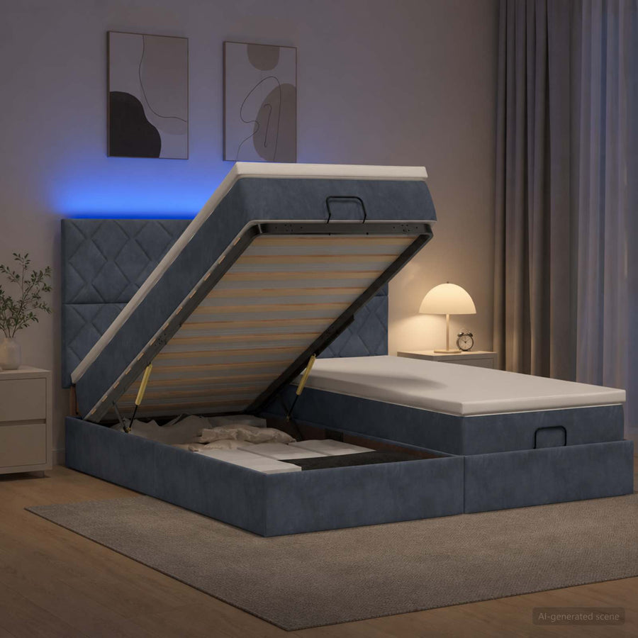 Ottoman Bed met Matrassen en LED Donkergrijs 160 x 200 cm