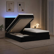 Ottoman bed 180x200 cm zwart fluweel met matras en LED