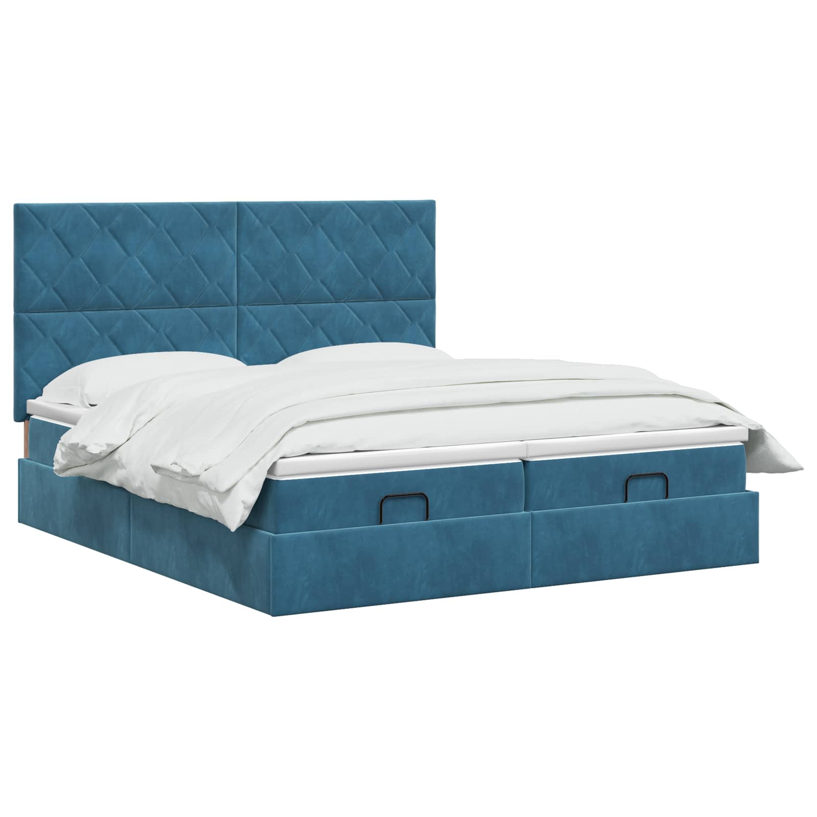 Ottoman Bed met Matrassen en LED Donkerblauw 180 x 200 cm
