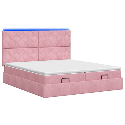 Ottoman Bed met Matrassen en LED Roze 180 x 200 cm fluweel