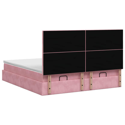 Ottoman Bed met Matrassen en LED Roze 180 x 200 cm fluweel