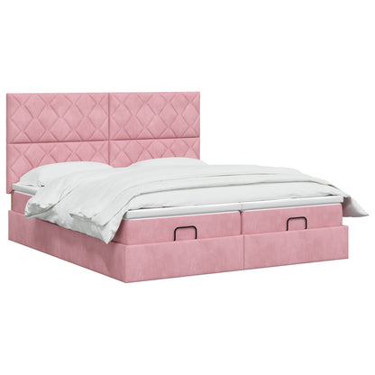 Ottoman Bed met Matrassen en LED Roze 180 x 200 cm fluweel