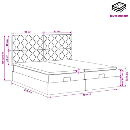 Ottoman Bed met Matrassen en LED Roze 180 x 200 cm fluweel