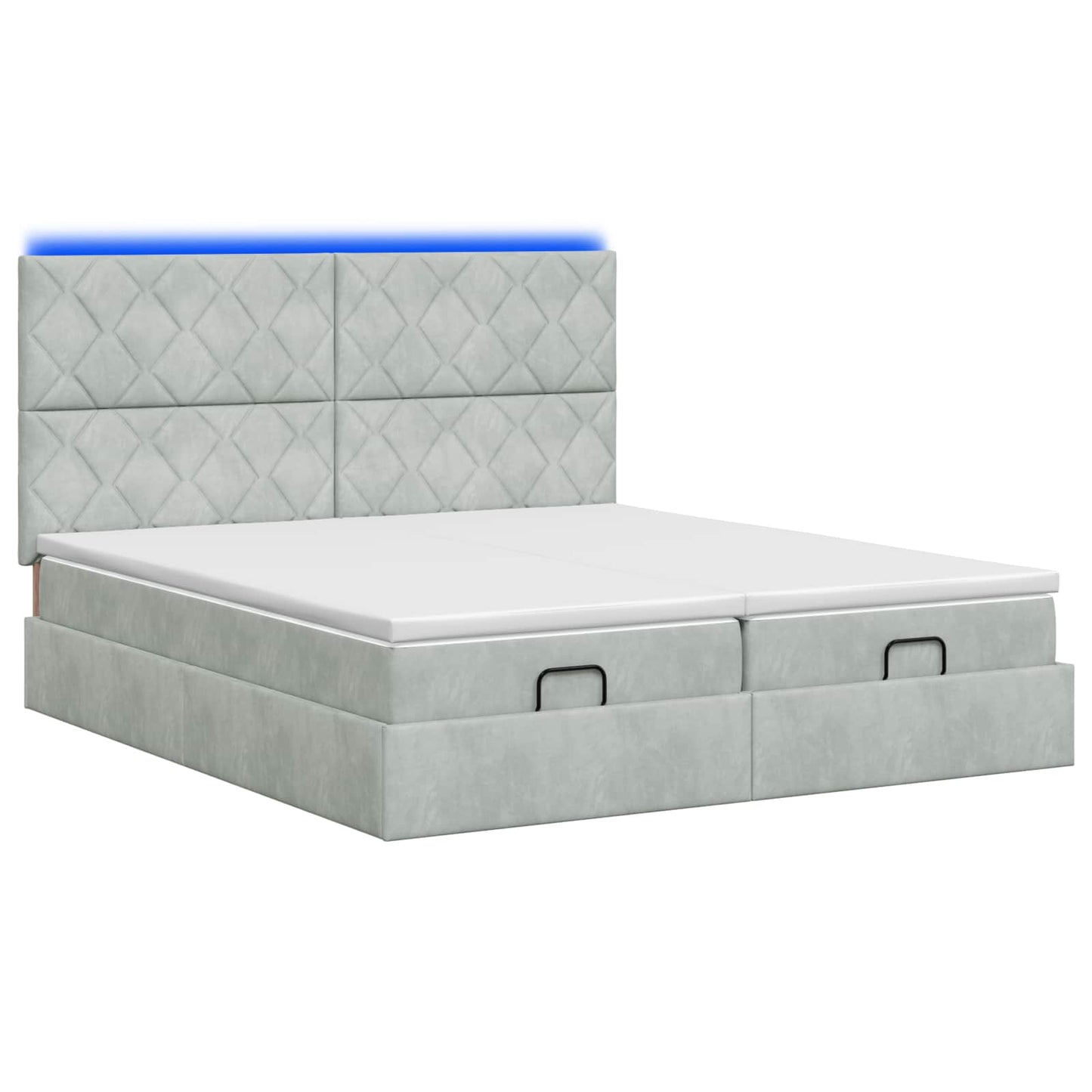Ottoman Bed met Matrassen en LED Lichtgrijs 200 x 200 cm