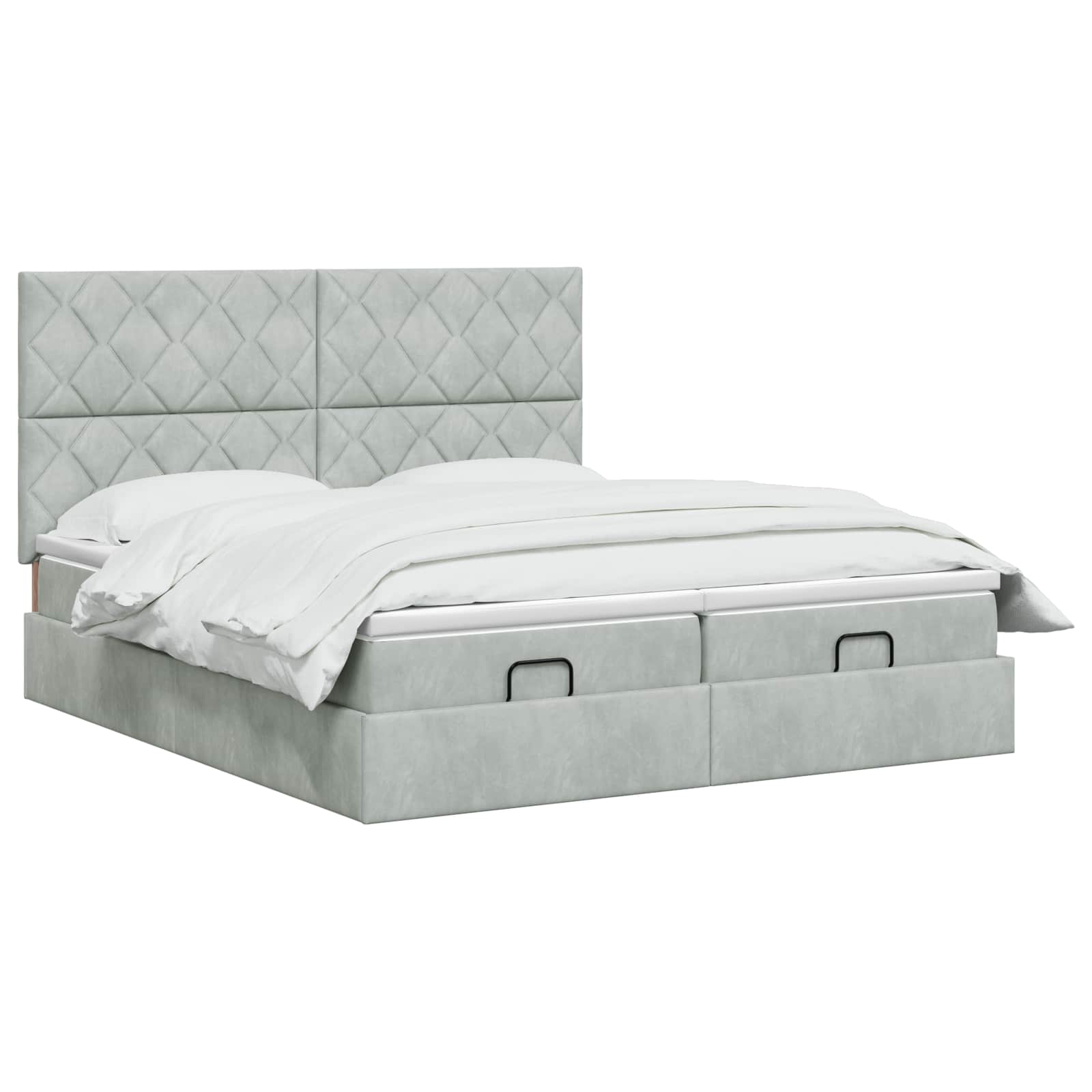 Ottoman Bed met Matrassen en LED Lichtgrijs 200 x 200 cm