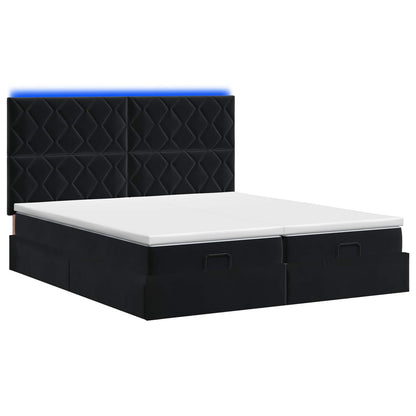 Ottoman Bed met Matrassen en LED Zwart 200 x 200 cm fluweel