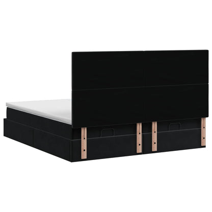Ottoman Bed met Matrassen en LED Zwart 200 x 200 cm fluweel