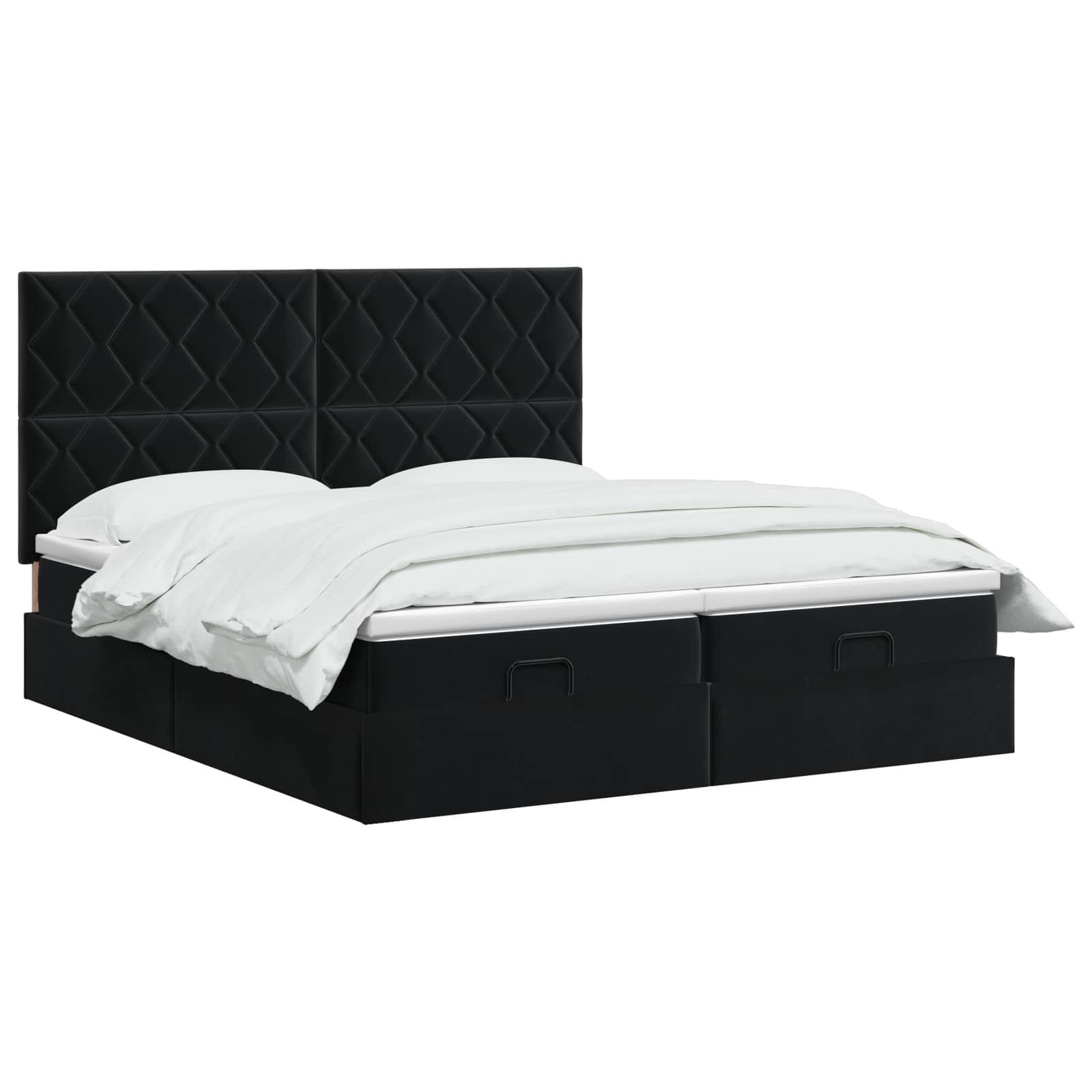 Ottoman Bed met Matrassen en LED Zwart 200 x 200 cm fluweel