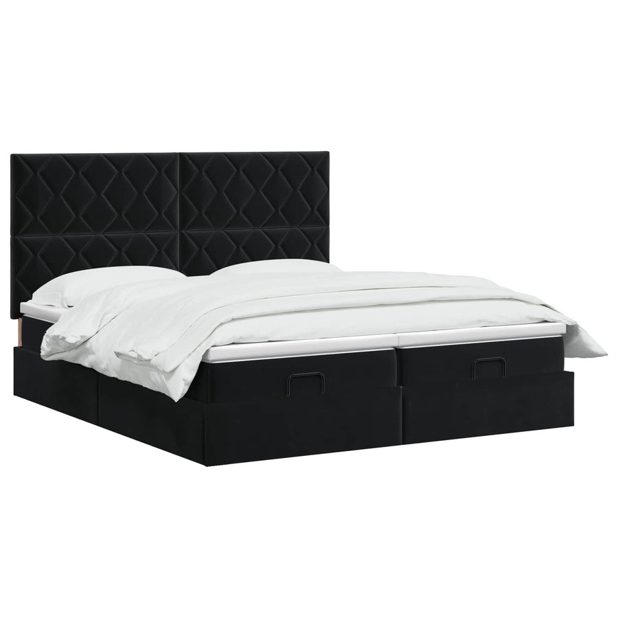 Ottoman Bed met Matrassen en LED Zwart 200 x 200 cm fluweel