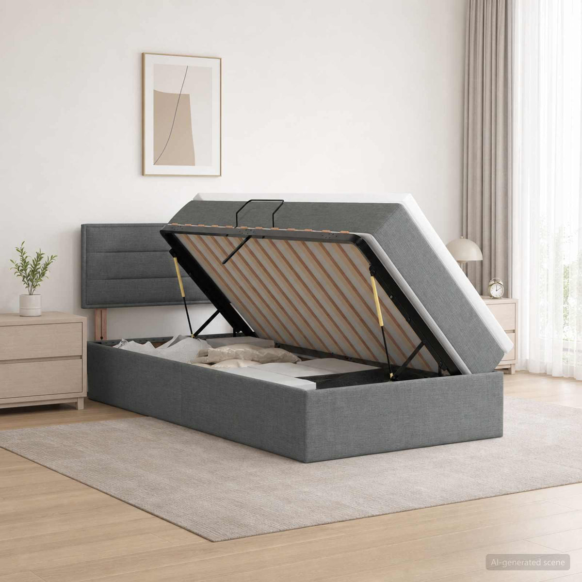 Opbergbed met matras Donkergrijs 100 x 200 cm fluweel
