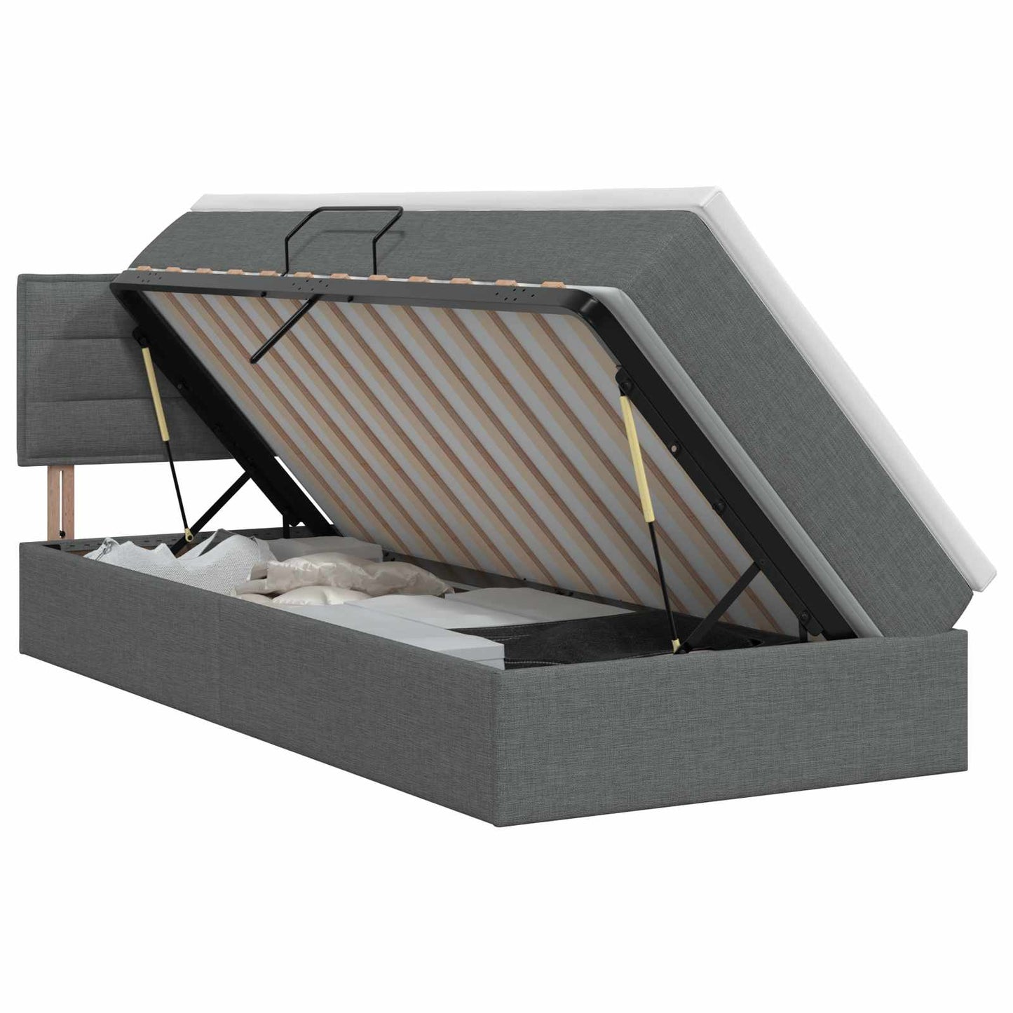 Opbergbed met matras Donkergrijs 90 x 190 cm fluweel