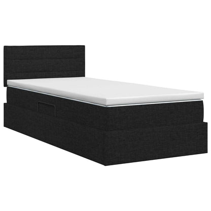 Opbergbed met matras met hoofdeinde Zwart 90 x 190 cm fluweel