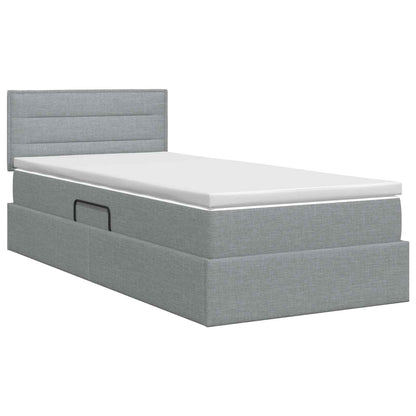Opbergbed met matras Lichtgrijs 90 x 200 cm fluweel