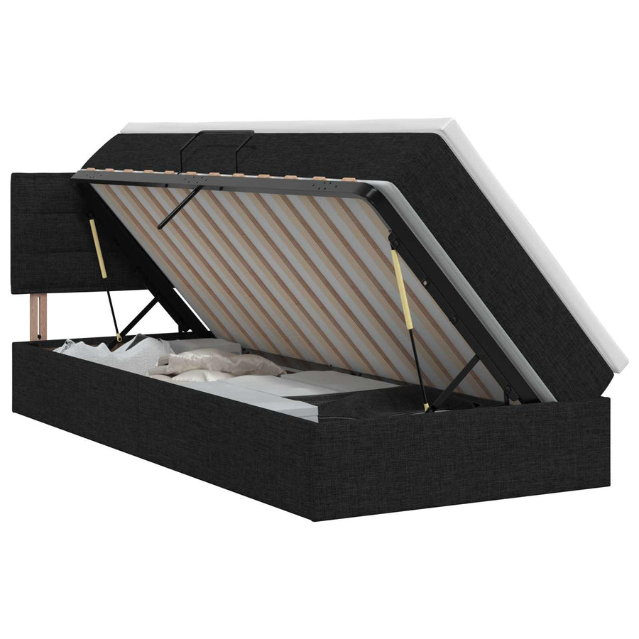 Opbergbed met matras met hoofdeinde Zwart 90 x 200 cm fluweel