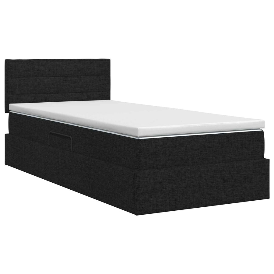 Opbergbed met matras met hoofdeinde Zwart 90 x 200 cm fluweel