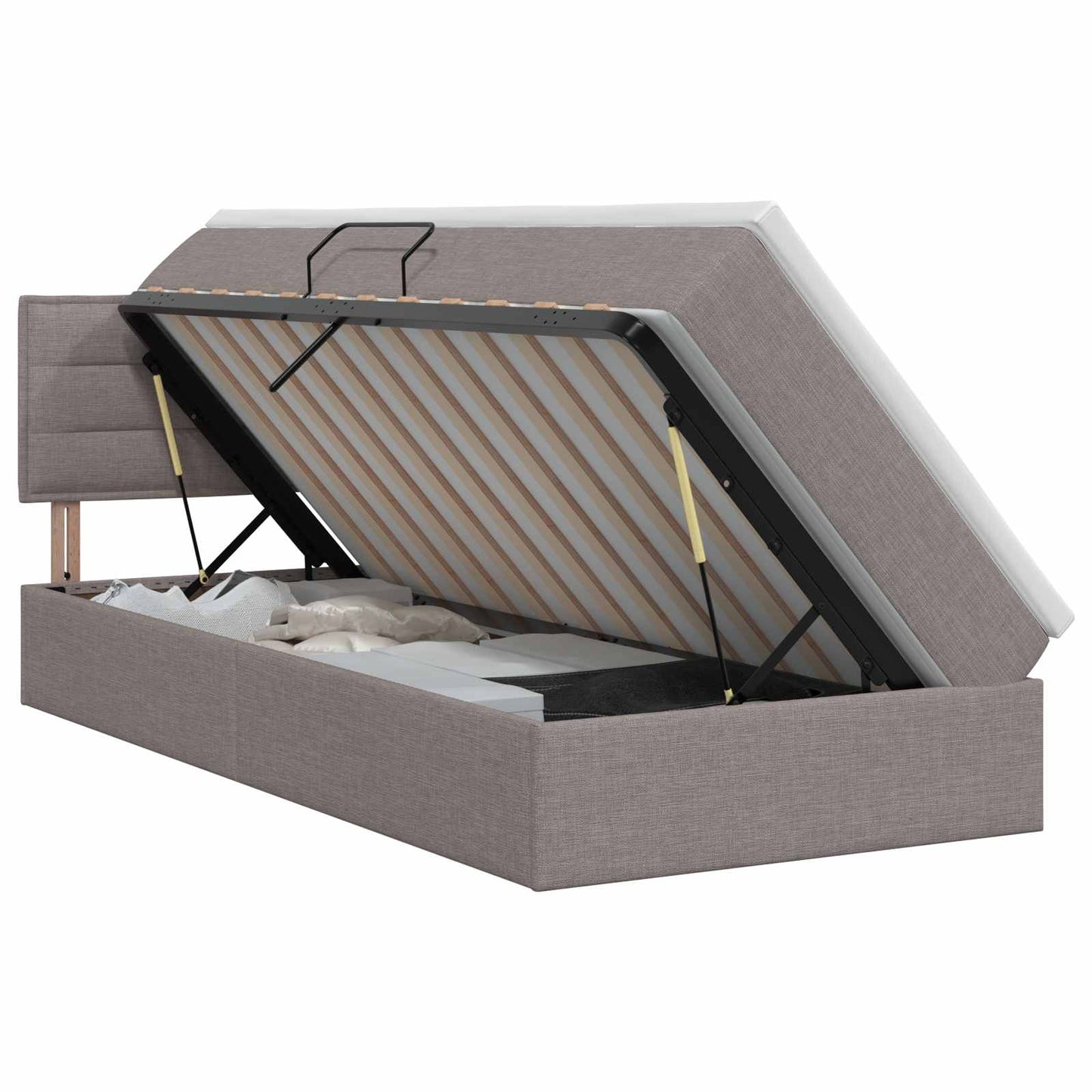 Opbergbed met matras met hoofdeinde Taupe 90 x 200 cm fluweel