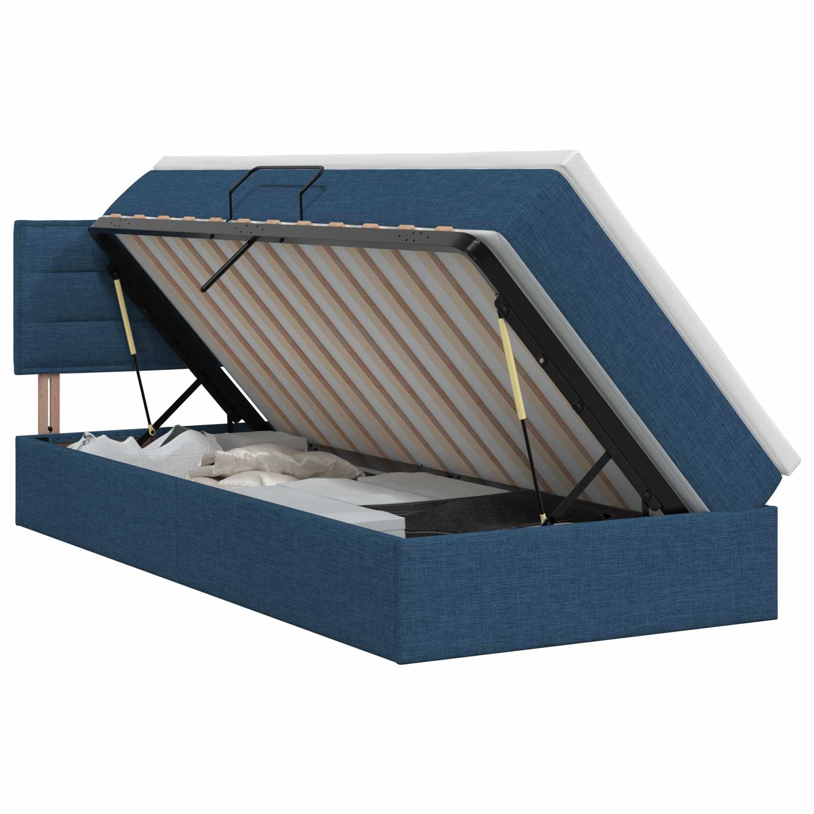 Opbergbed met matras met hoofdeinde Blauw 90 x 200 cm fluweel