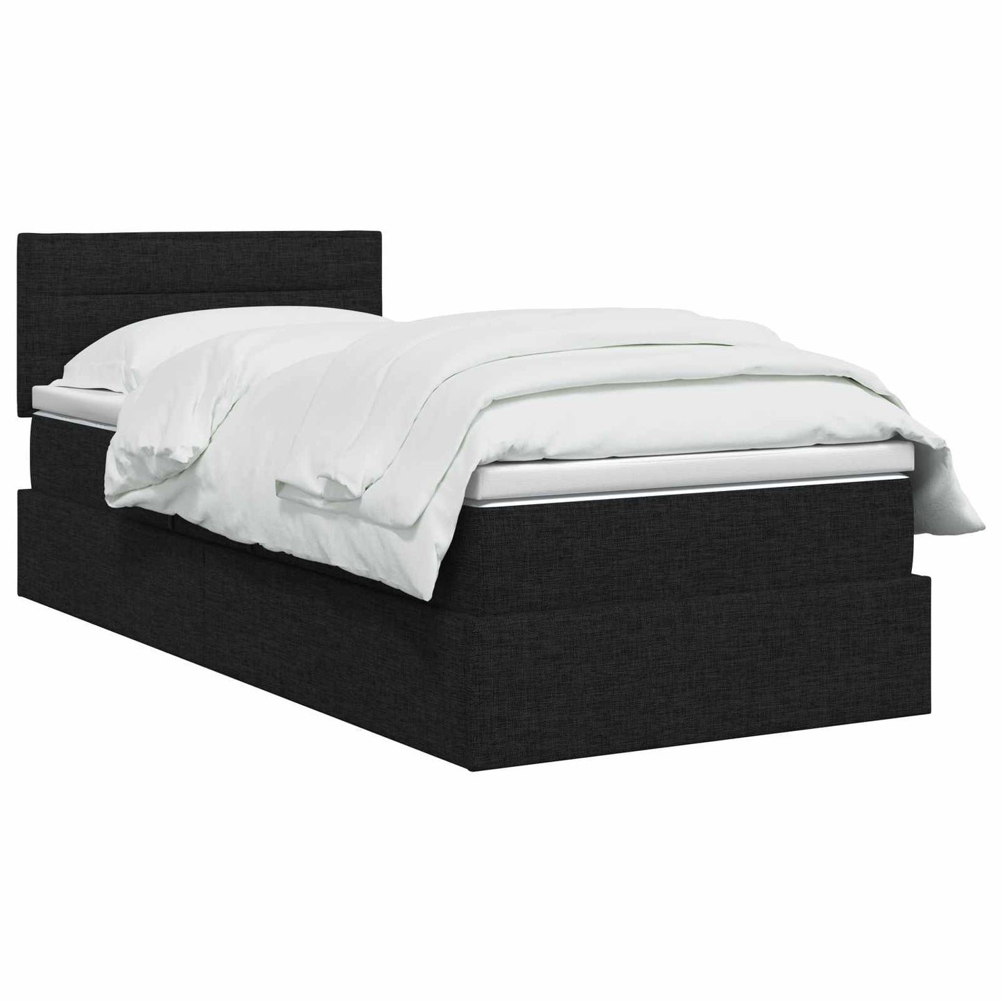 Opbergbed met matras met hoofdeinde Zwart 100 x 200 cm fluweel