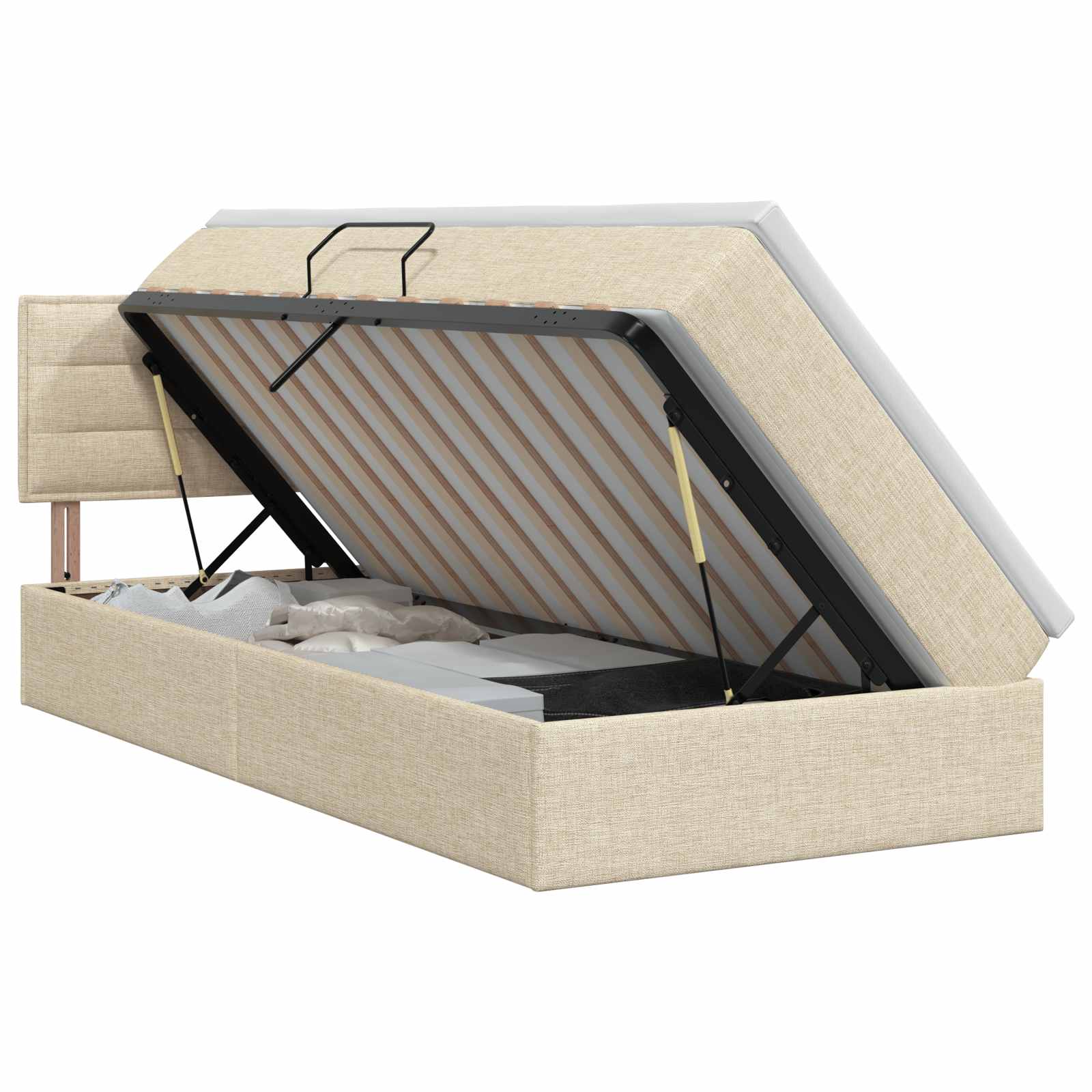 Opbergbed met matras Crèmekleurig 100 x 200 cm fluweel