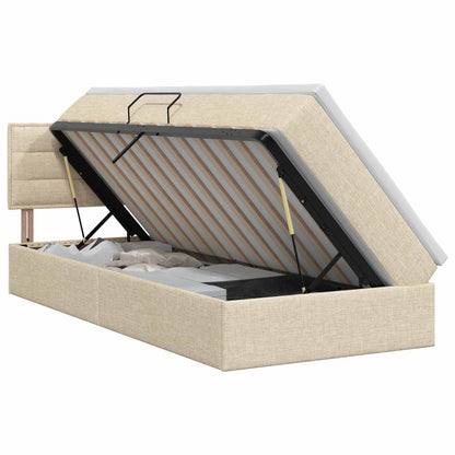 Opbergbed met matras Crèmekleurig 100 x 200 cm fluweel