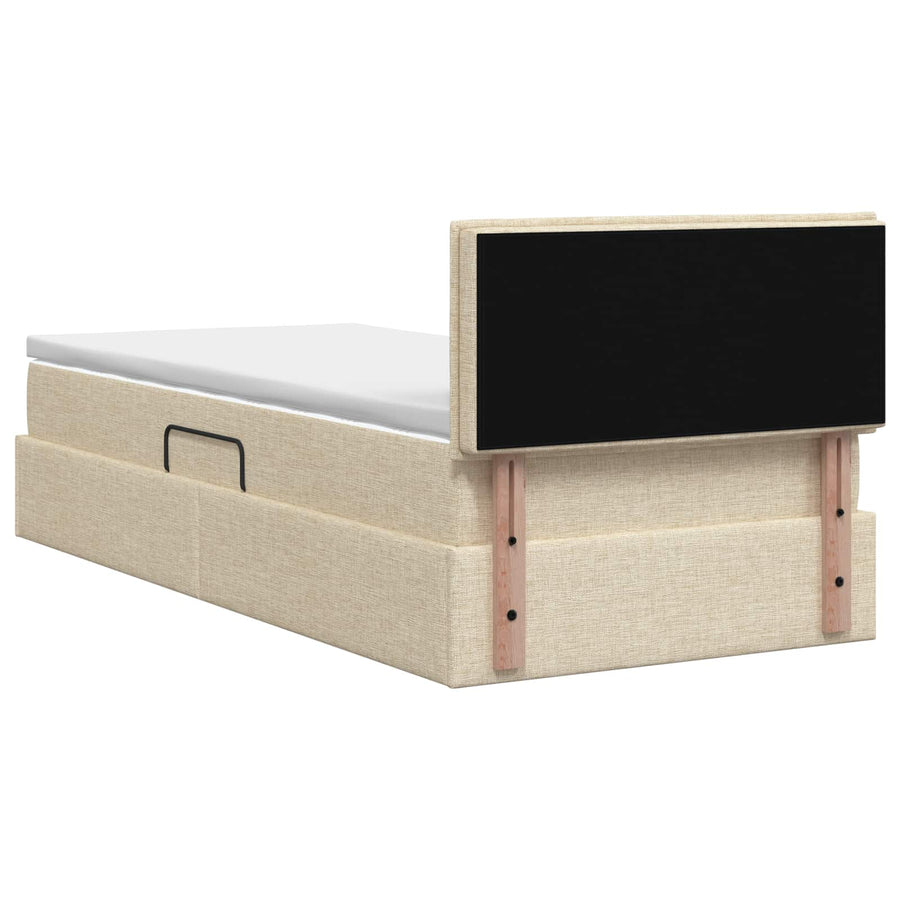Opbergbed met matras Crèmekleurig 100 x 200 cm fluweel