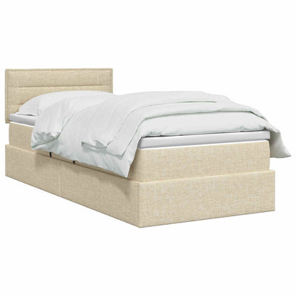 Opbergbed met matras Crèmekleurig 100 x 200 cm fluweel