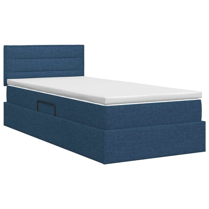 Opbergbed met matras met hoofdeinde Blauw 100 x 200 cm fluweel