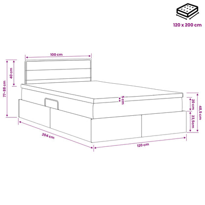 Opbergbed met matras met hoofdeinde Zwart 120 x 200 cm fluweel