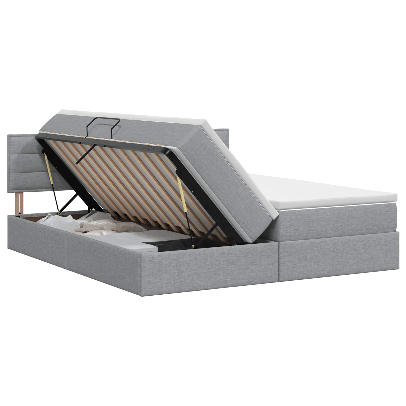 Opbergbed met matras Lichtgrijs 140 x 190 cm fluweel