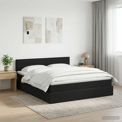 Opbergbed met matras met hoofdeinde Zwart 140 x 190 cm fluweel